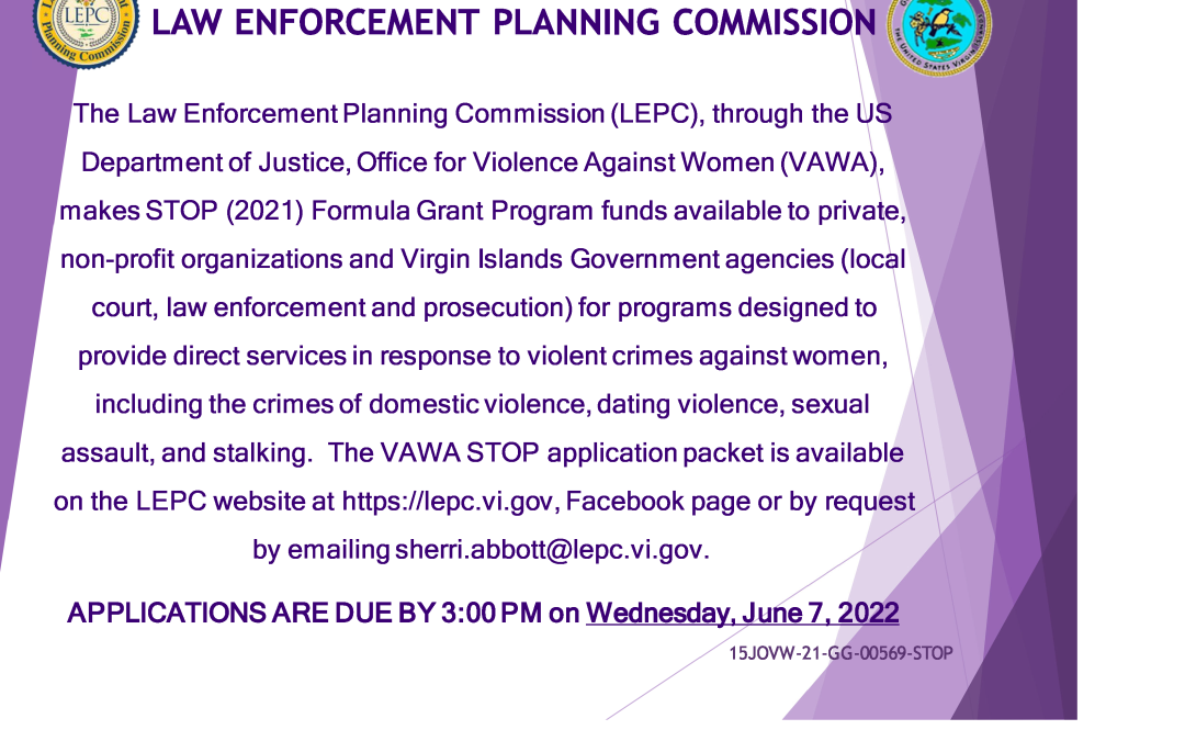 Request For Proposals (Due 06/07/23): Violence Against Women Act STOP Grant
